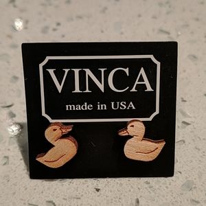 Birch wood duck post earrings